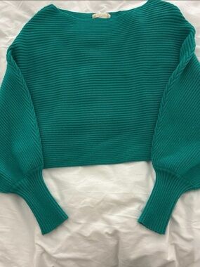 Altar'd State Teal Ribbed Scoopneck Sweater